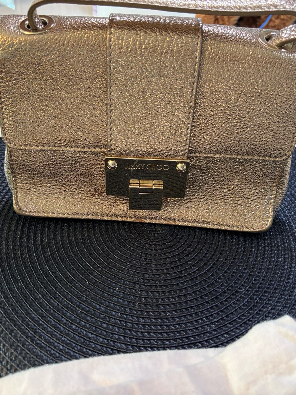 Jimmy Choo Rose Gold Metallic Leather Crossbody Bag